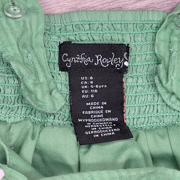Cynthia Rowley Girls Dress Size 6 Green Lined Applique Flowers - Picture 6 of 10